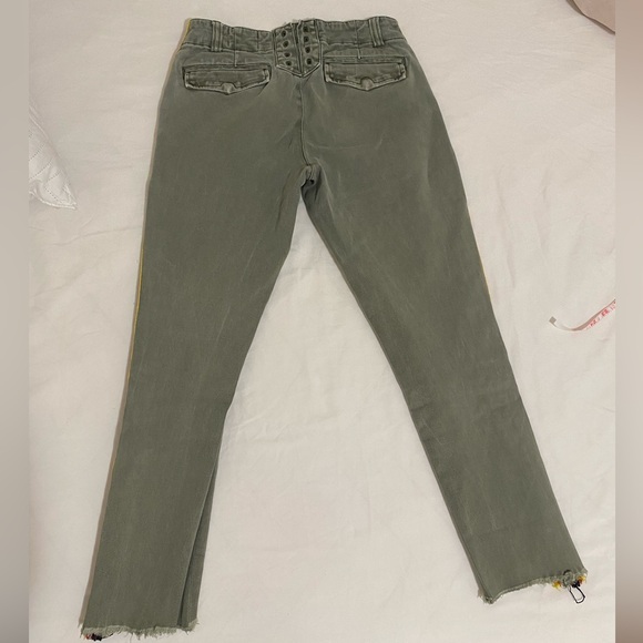 PAM AND GELA Army Green Striped Side Distress Pants Womens Size 24 - Picture 6 of 8